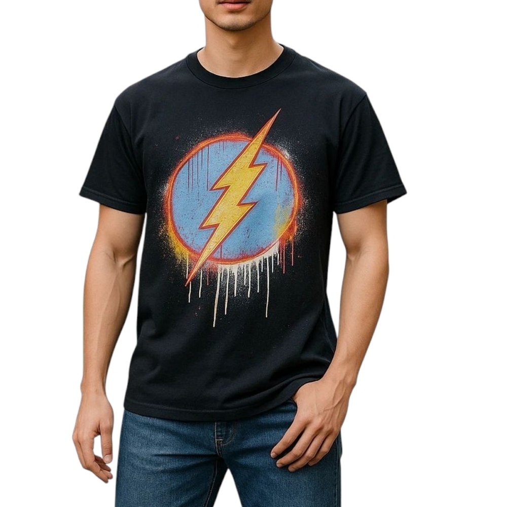 DC Comics The Flash Black Graphic T-Shirt Men's Size S/M Gildan